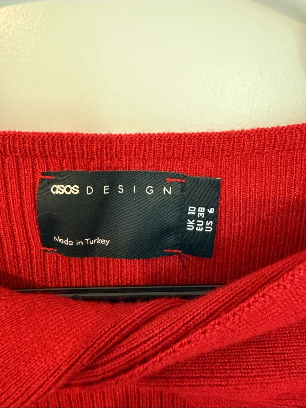 ASOS Red Ribbed Twist-Cut Long Sleeve Top - Picture 3 of 3